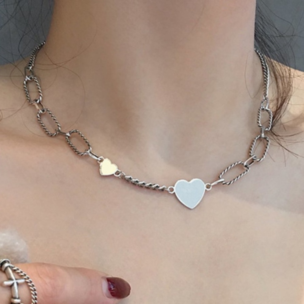 NEW NECKLACE 925 STERLING SILVER HEART NECKLACE - Picture 1 of 7